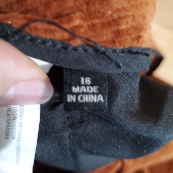 Eloquii Skirt Womens 16 Brown Corduroy Belted A-Line Mini Skirt *NWT* - Picture 6 of 10